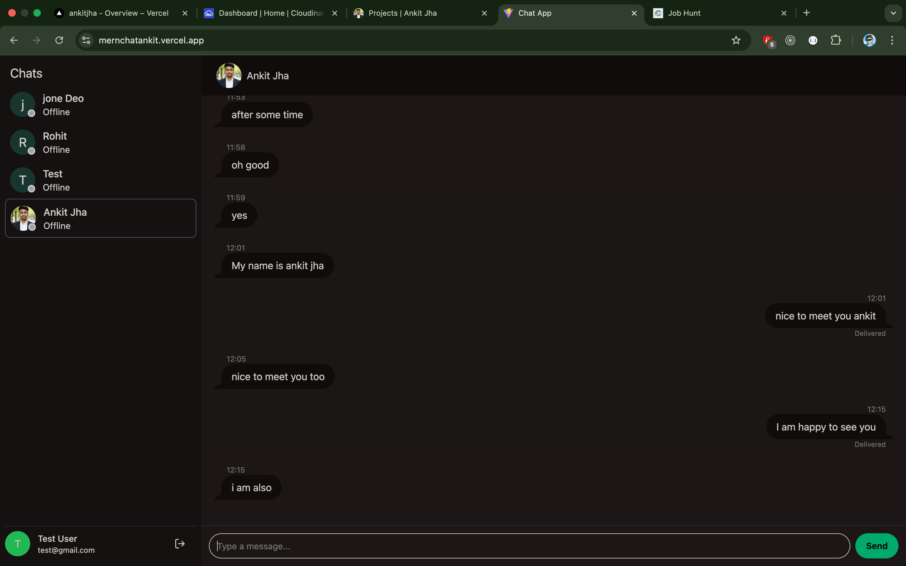 Real-Time Chat - project screenshot