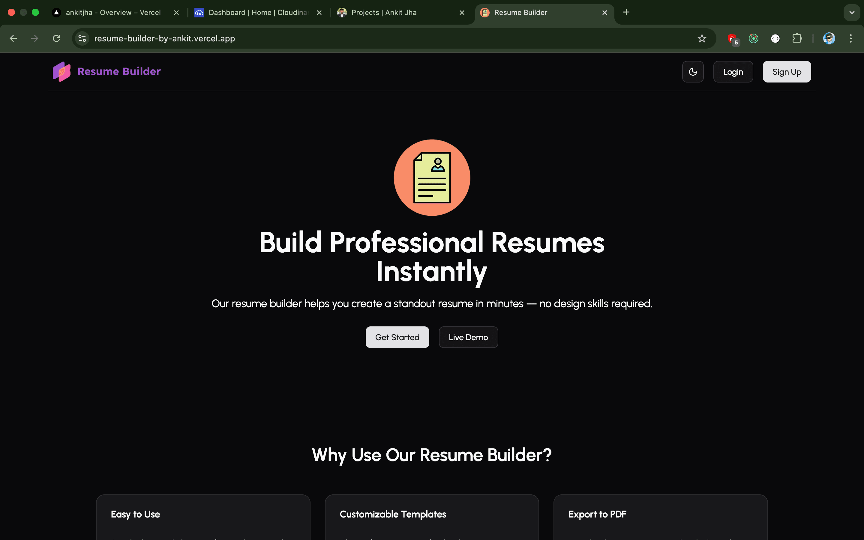 Resume Builder - project screenshot